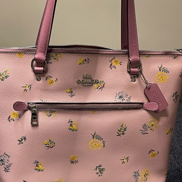 Coach Pink Floral Print Tote - Picture 9 of 16